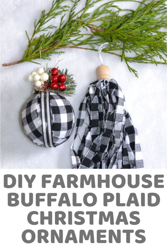 DIY Farmhouse Buffalo Plaid Christmas Ornaments