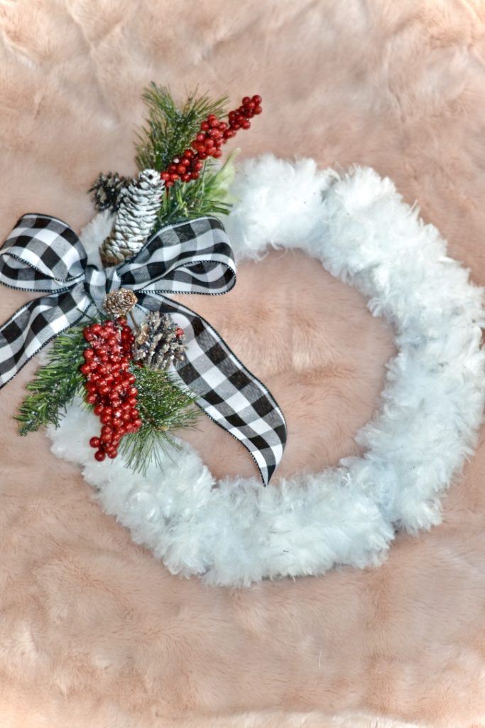 Dollar Tree DIY Faux Fur Christmas Wreath