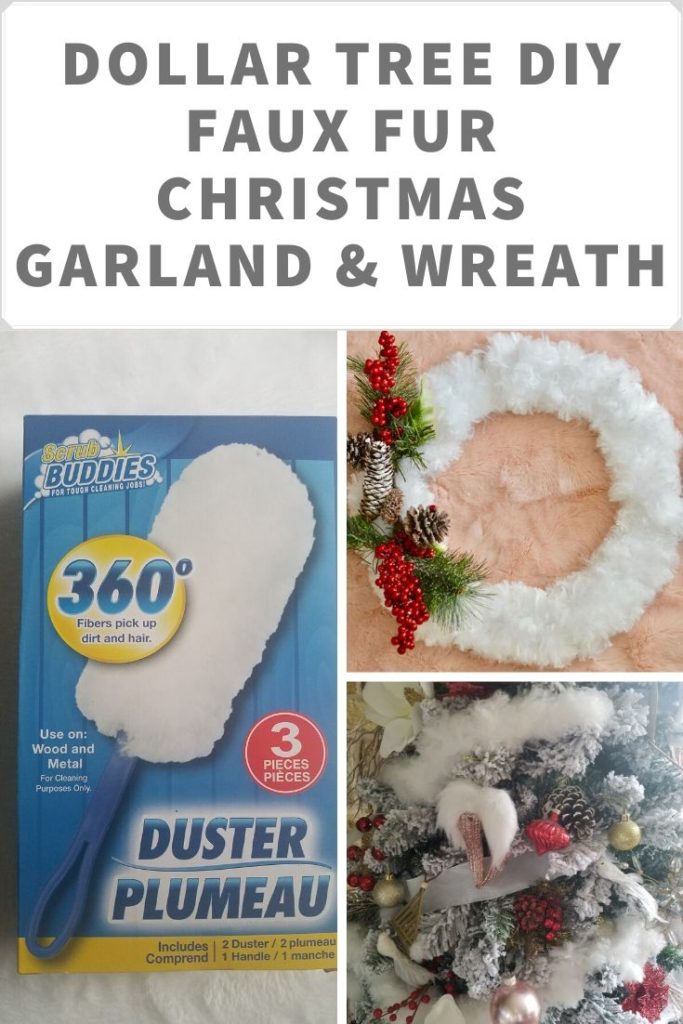 DIY Dollar Tree Christmas Faux Fur Garland and Wreath 