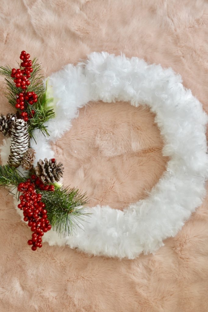 Dollar Tree DIY Faux Fur Christmas Wreath