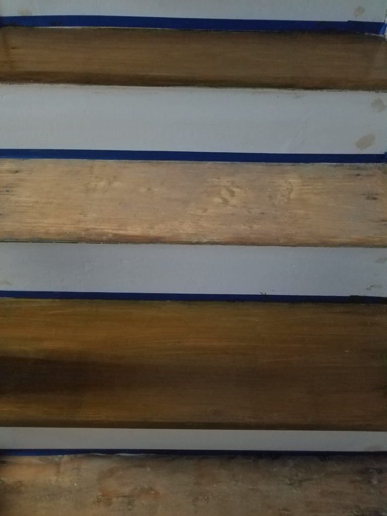 stained stair treads