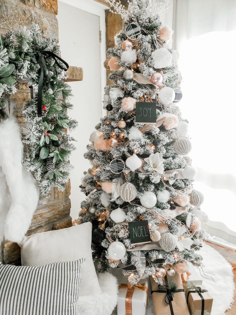 Black and White With Blush Christmas Tree — Peony Street