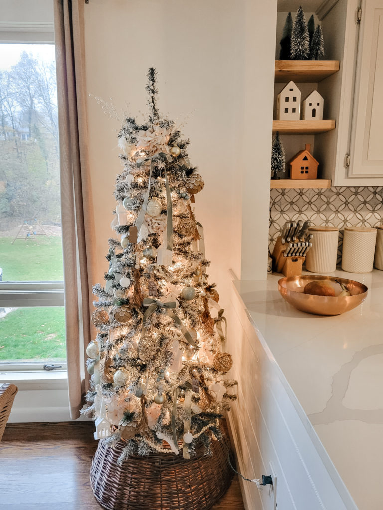 Flocked Tree with neutral decor