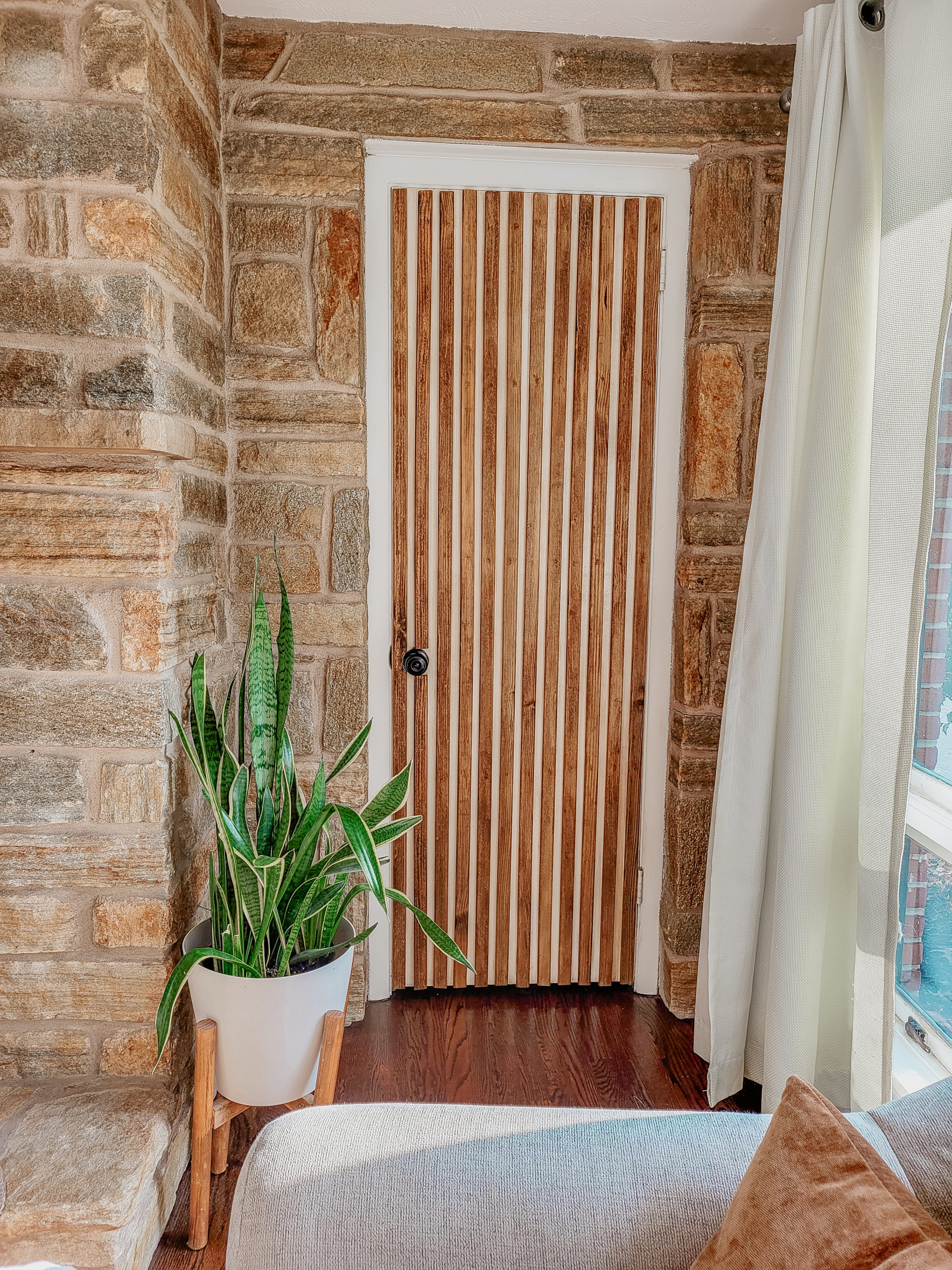 DIY Wood Slat Door (How I Updated A Flat Panel Interior Door) — Peony ...