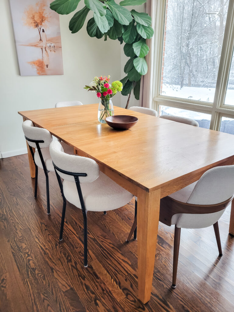 Boucle dining chairs